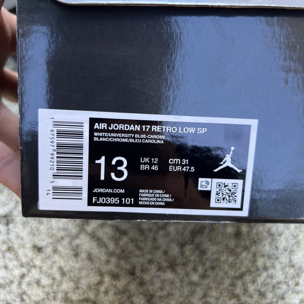 fake aj17 university blue shoe box