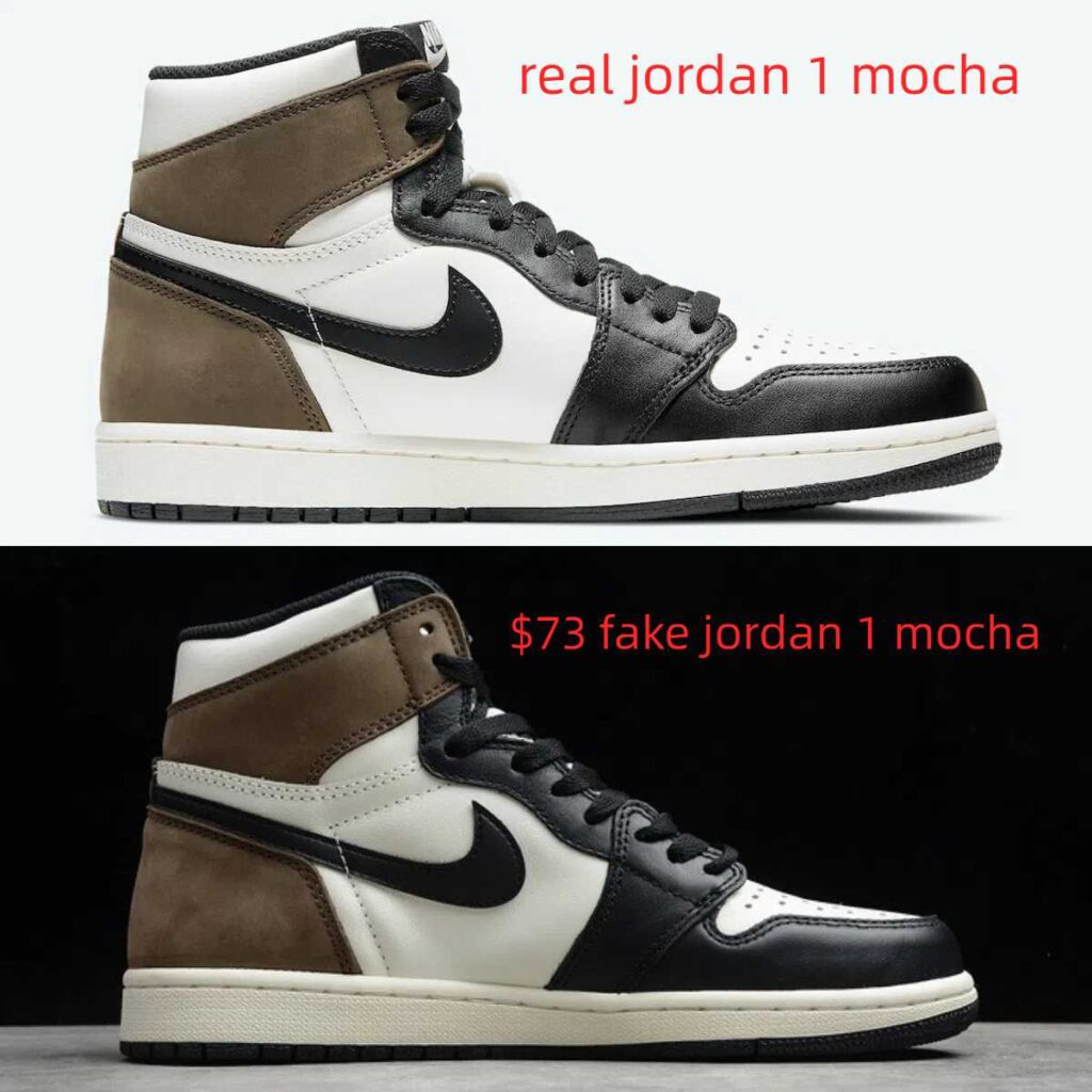 fake jordan 1 mocha vs real