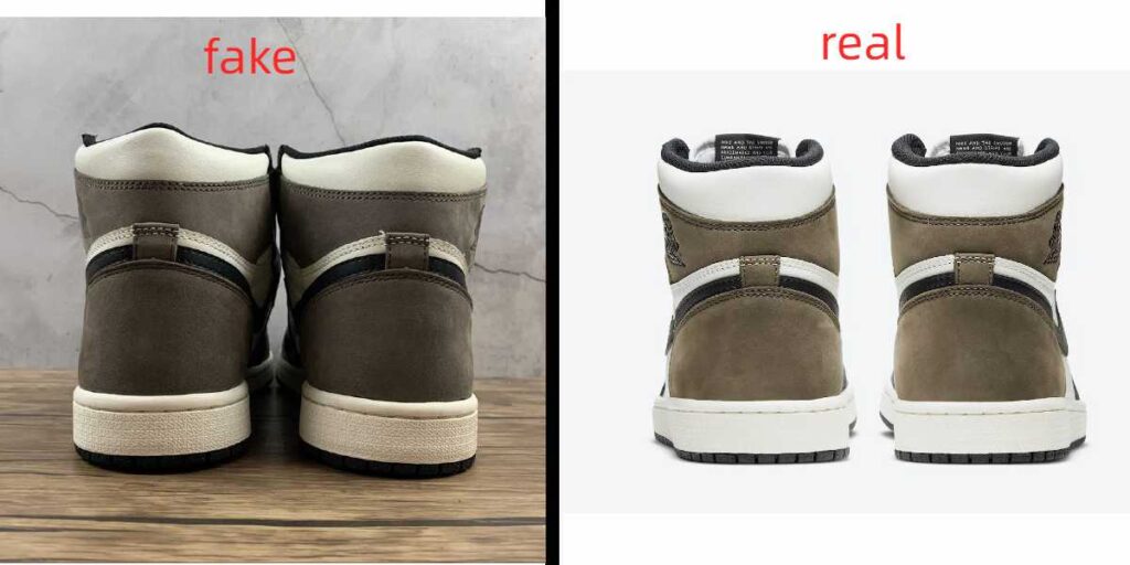 real vs fake Jordan 1 mocha heels