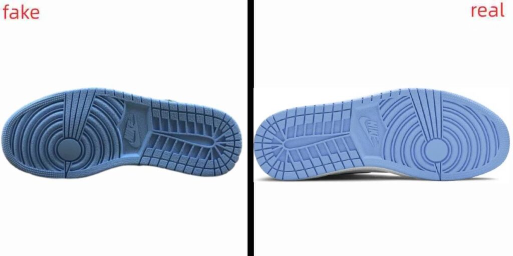 jordan 1 university blue fake vs real