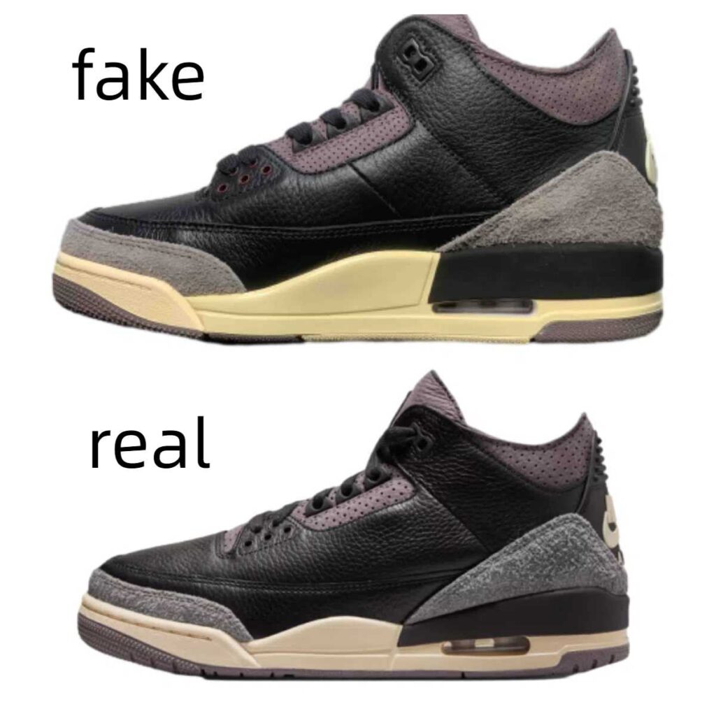 jordan 3 a ma maniere black violet ore fake vs real