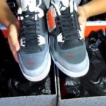 comparison of real and fake jordan 4 fear toe caps